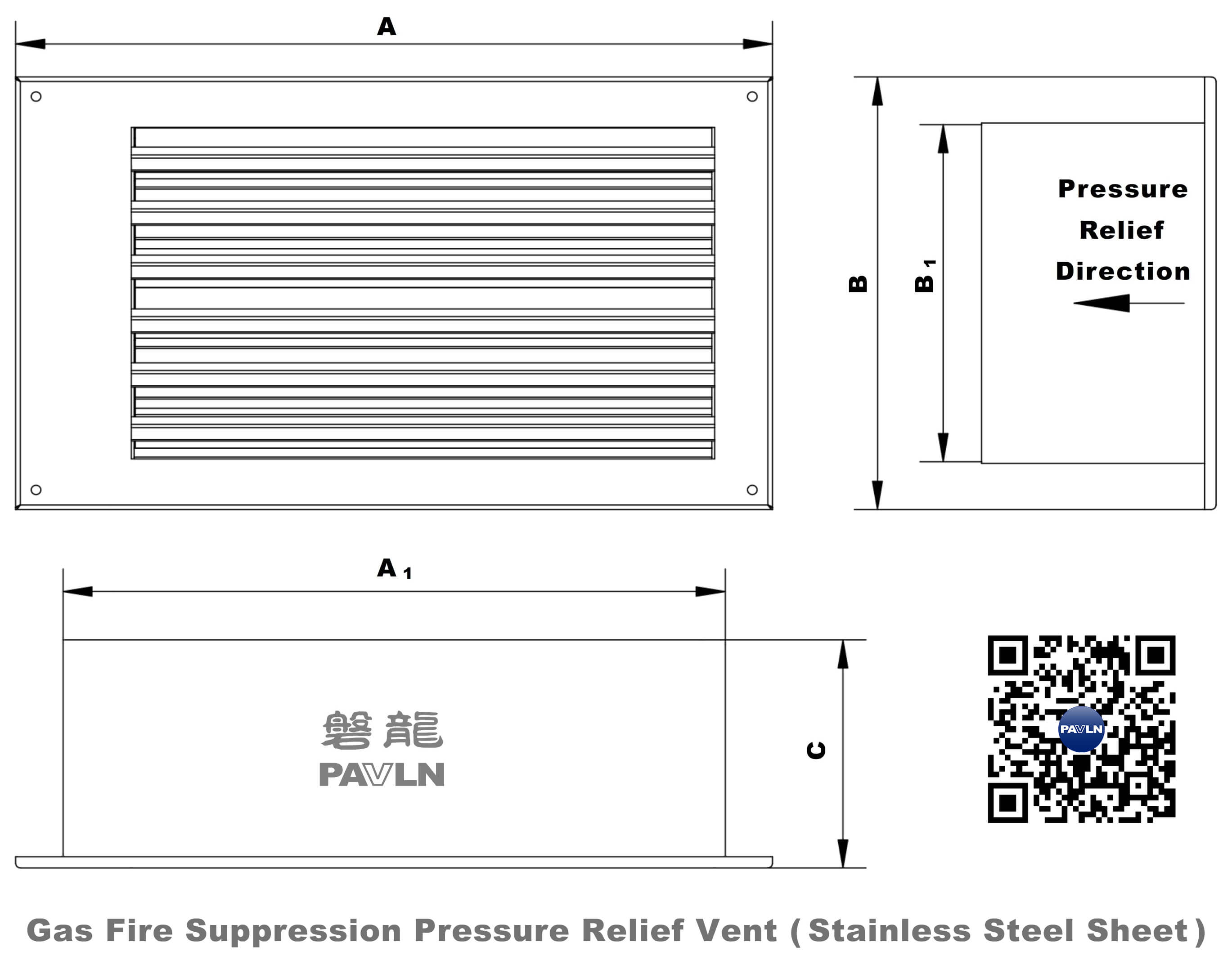 Gas Fire Suppression Pressure Relief Vent (Stainless Steel Sheet)