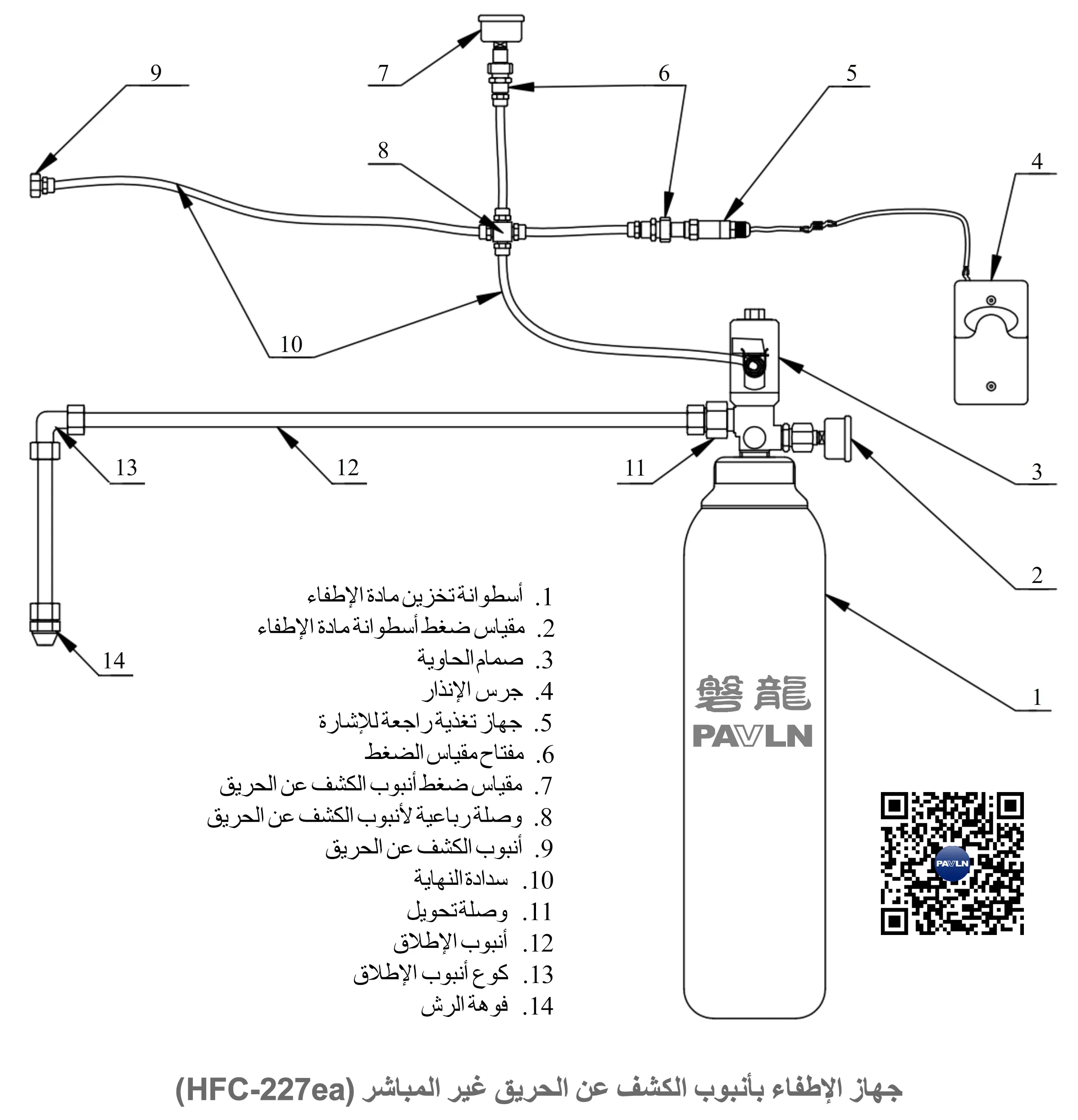 جهاز الإطفاء بأنبوب الكشف عن الحريق غير المباشر (HFC-227ea)