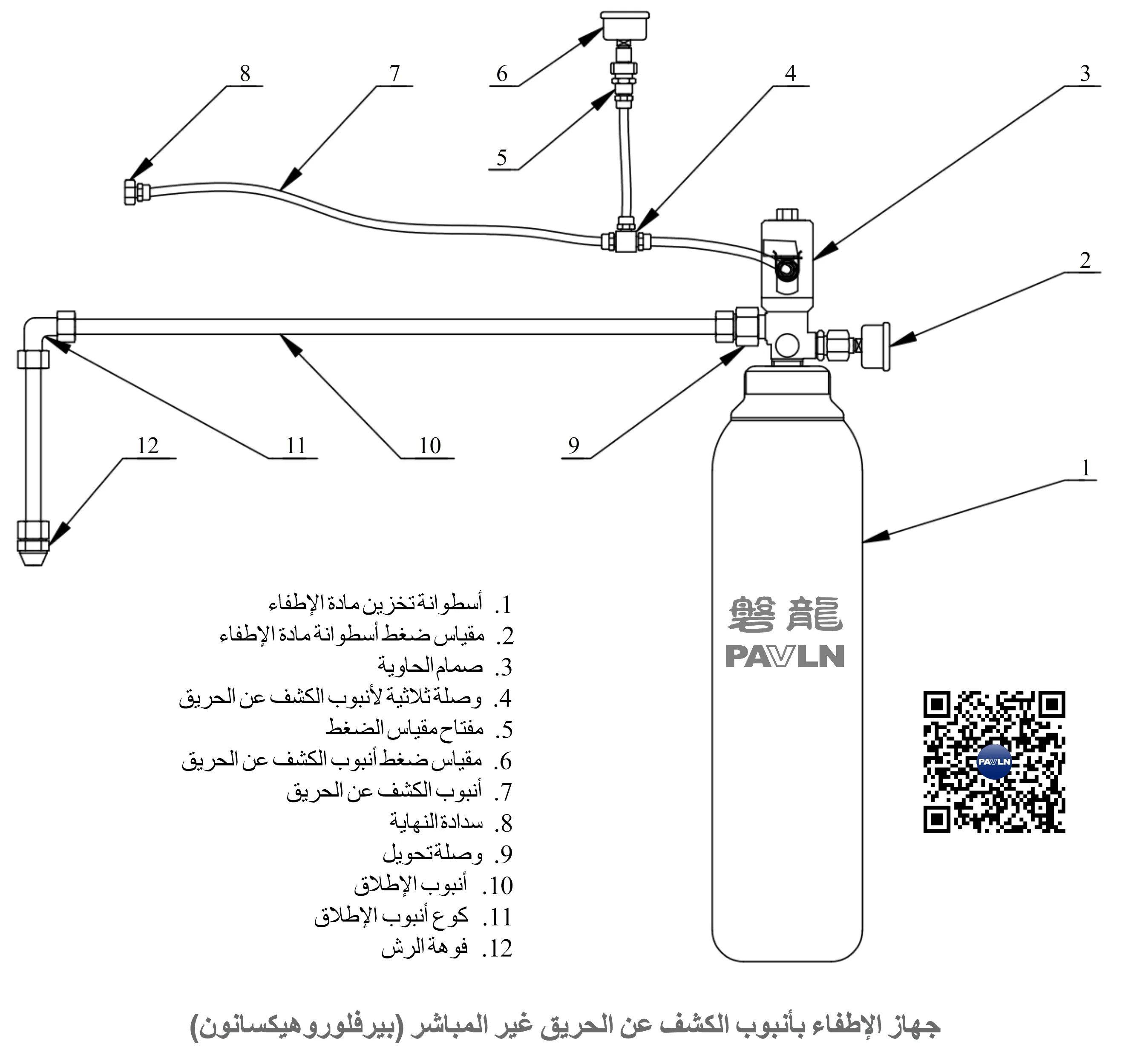 جهاز الإطفاء بأنبوب الكشف عن الحريق غير المباشر (بيرفلوروهيكسانون)