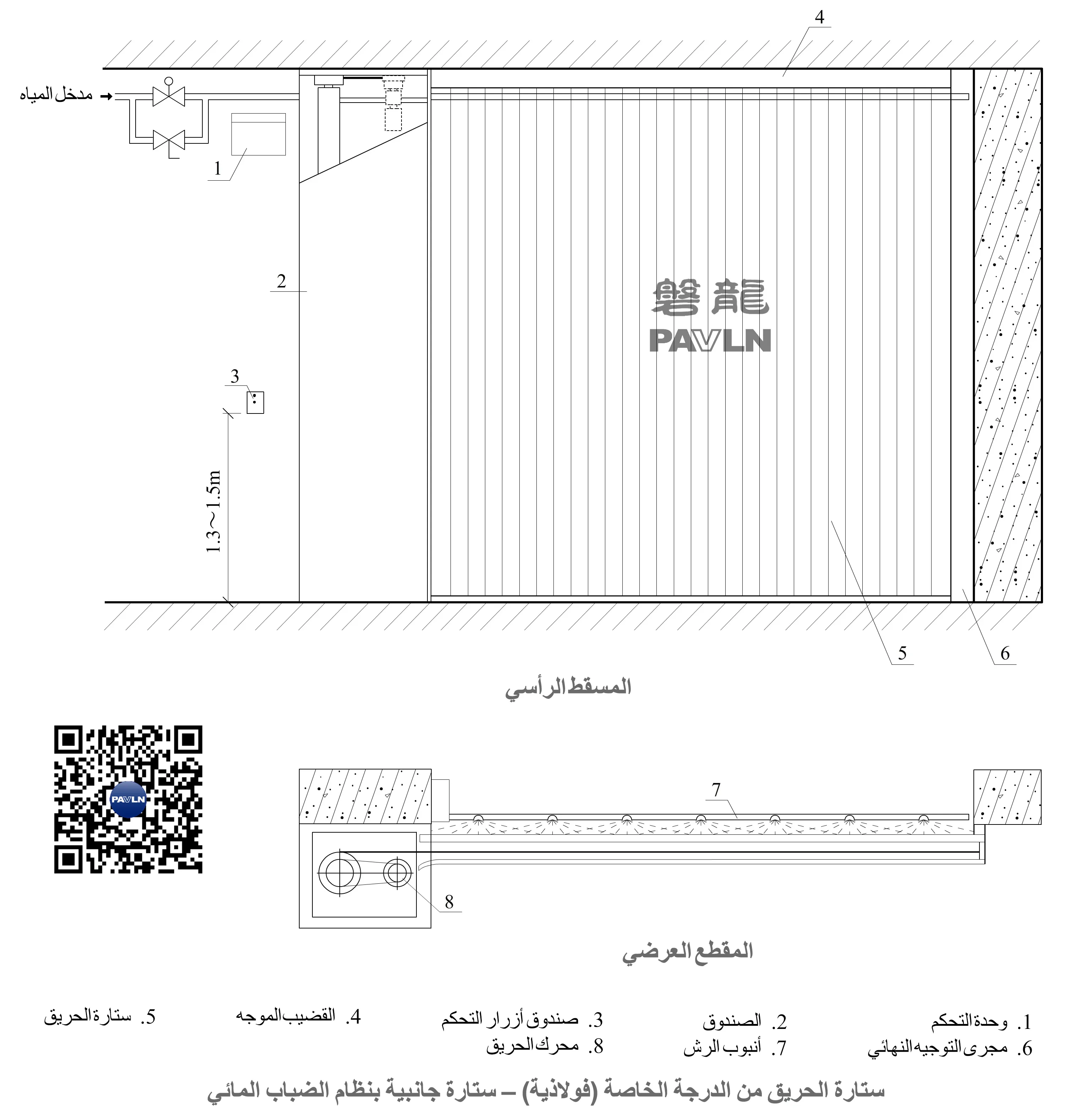 ستارة الحريق من الدرجة الخاصة (فولاذية) – ستارة جانبية بنظام الضباب المائي