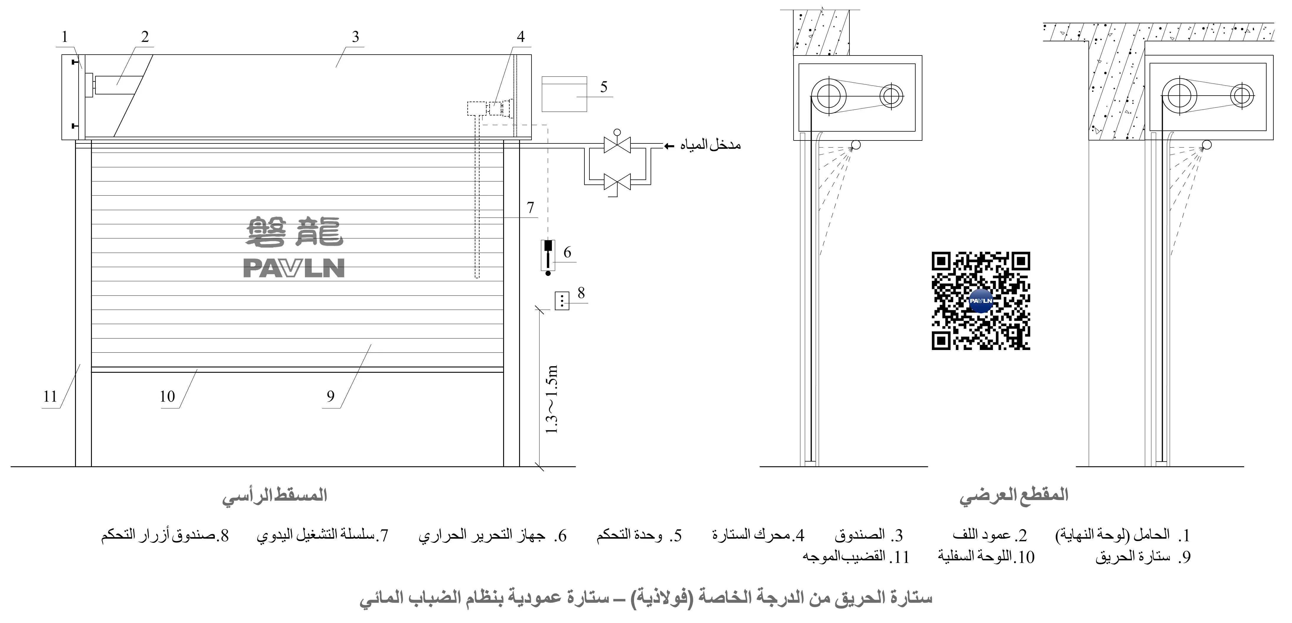 ستارة الحريق من الدرجة الخاصة (فولاذية) – ستارة عمودية بنظام الضباب المائي