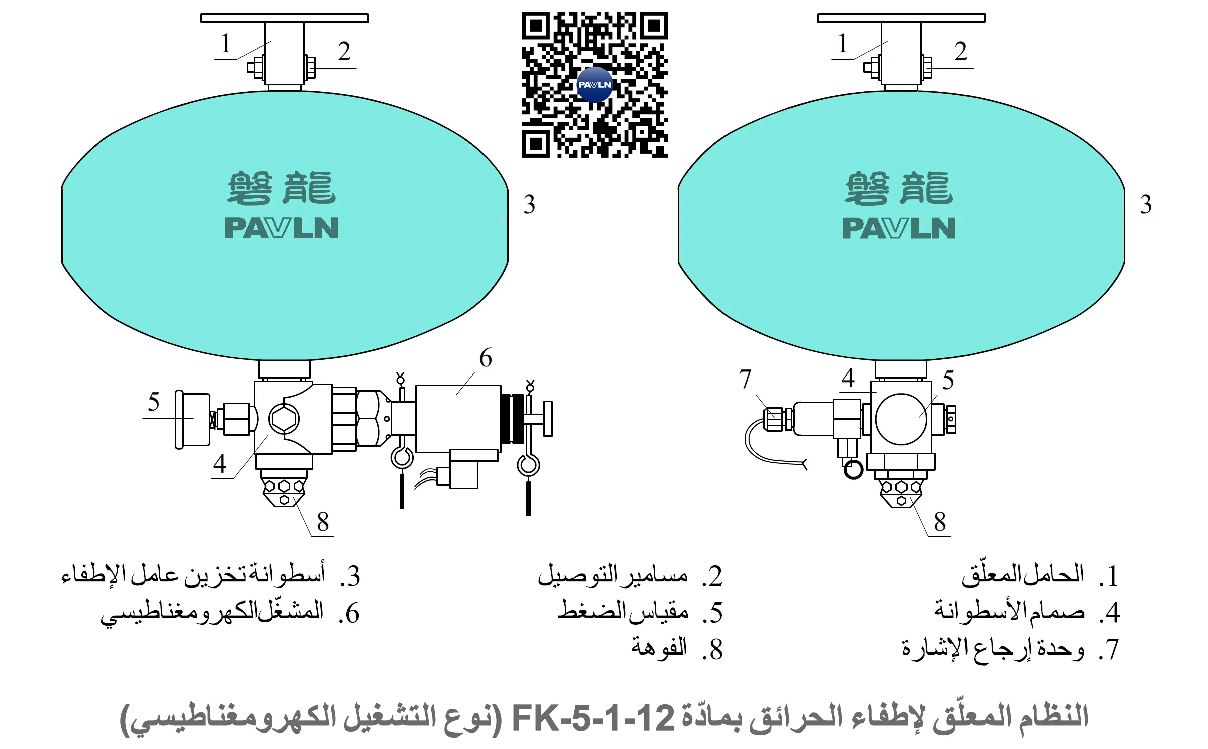 النظام المعلّق لإطفاء الحرائق بمادّة FK-5-1-12 ‏(نوع التشغيل الكهرومغناطيسي)