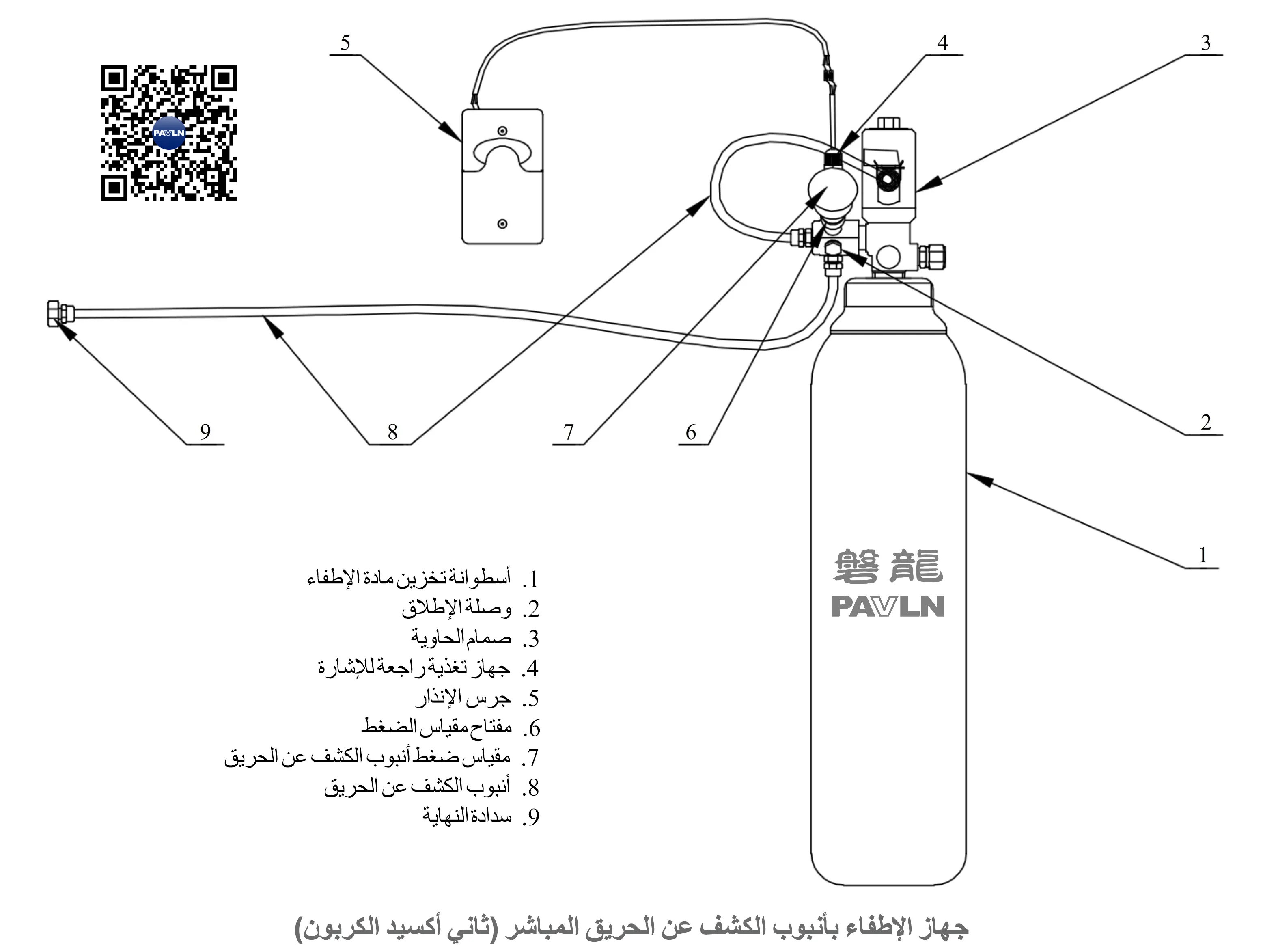 جهاز الإطفاء بأنبوب الكشف عن الحريق المباشر (ثاني أكسيد الكربون)