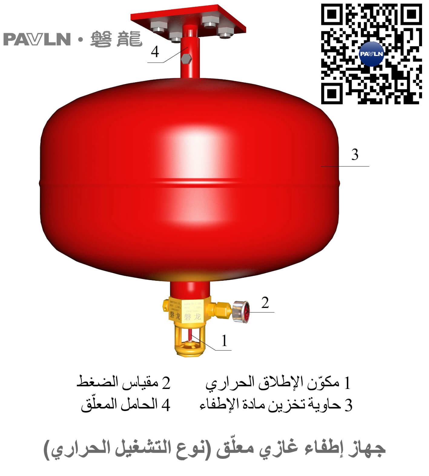 الشكل 1. وحدة إطفاء الحرائق بالغاز من النوع المعلق (نوع التشغيل الحراري)